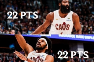 哈登效应！骑士官推晒图：两场比赛米切尔都砍30+、哈登和阿伦20+